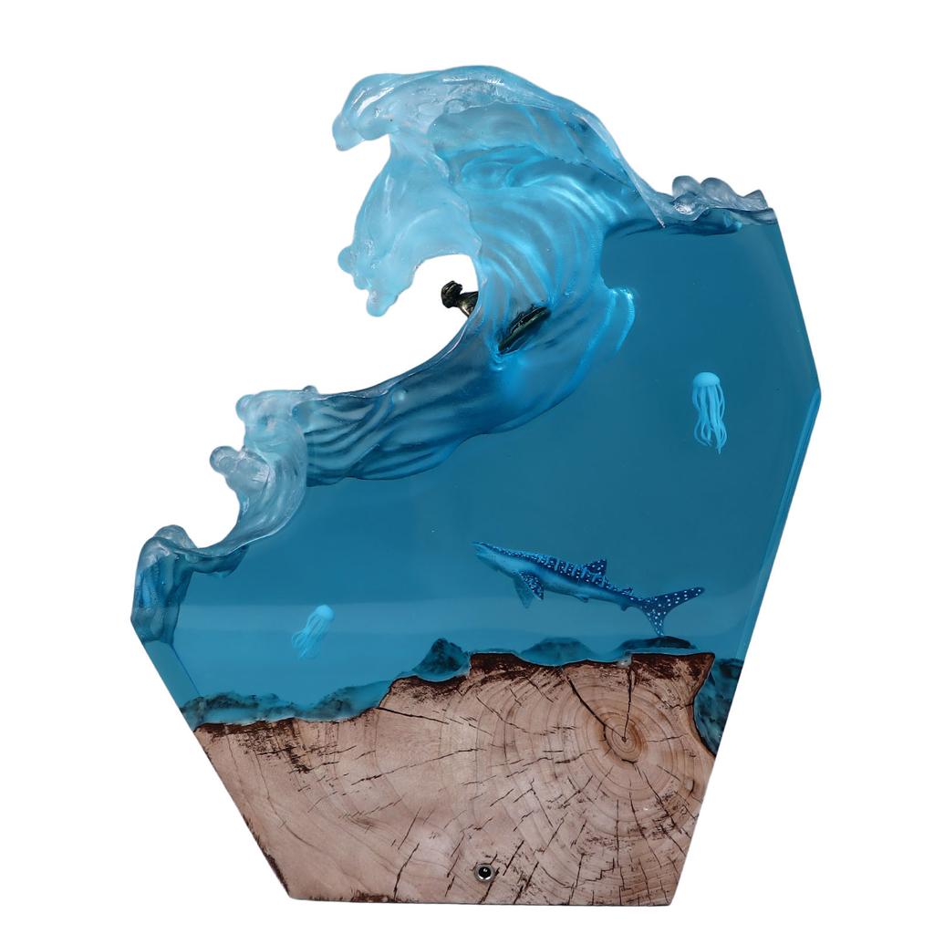 Desktop Sea Wave Decoration Delicate Resin Lamp Night Light for Bedroom Office Birthday Anniversary