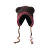 Fashion Bear Ear Knitted Woolen Hat Thickened Keep Warm Ear Protection Cap Windproof Winter Bomber Cap for Women