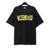 T-shirt in cotone puro a doppia filatura, lavata e invecchiata, con stampa di lettere Vetements, versione alta transfrontaliera, per uomo e donna