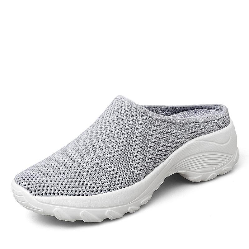 2025 Spring and Autumn New Fashion Casual Shoes Women's Fly-woven Half-drag Platform Shoes Trend One-pedal Women's Shoes