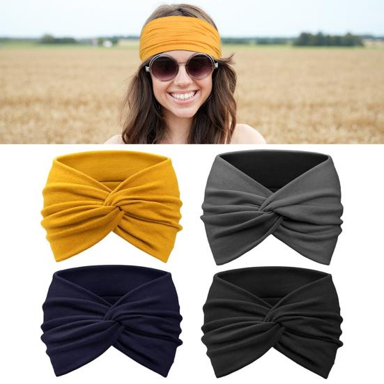 4 bucăți bentită elastică moale, cu design bun cu nod elastic, bandă de păr, culoare solidă, elastică, lavabilă, accesoriu de păr