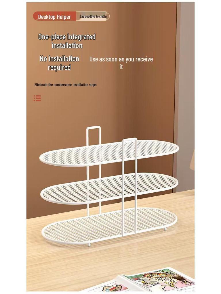 Simple Iron Art Desktop Bookshelf - Office & Student Organizer for Books & Magazines