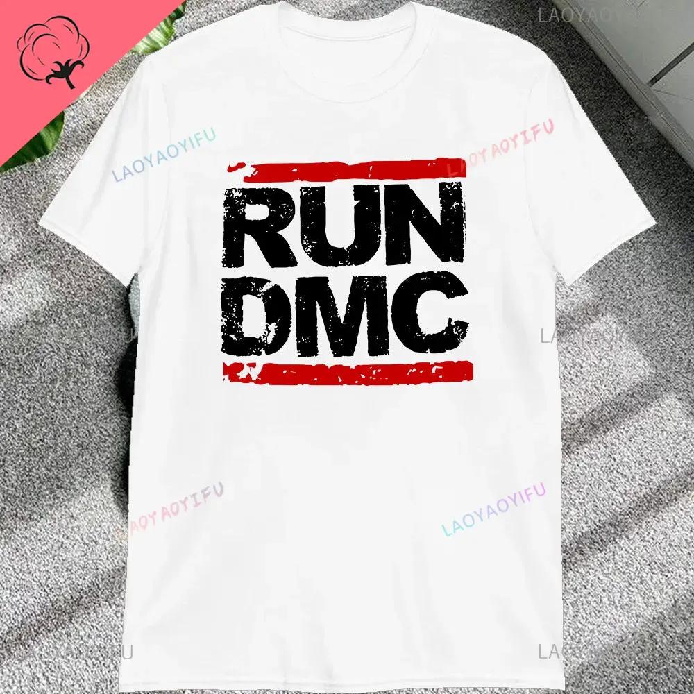 Vintage Run Dmc Hip Hop Rock Muisc Printed Graphic Male Tshirts Short Sleeve Streetwear Loose Women Tshirt Casual Fashion Tees