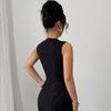 Women's Round Neck Sleeveless Mini Dress Slim Fit High Waist Elegant A-Line Dress