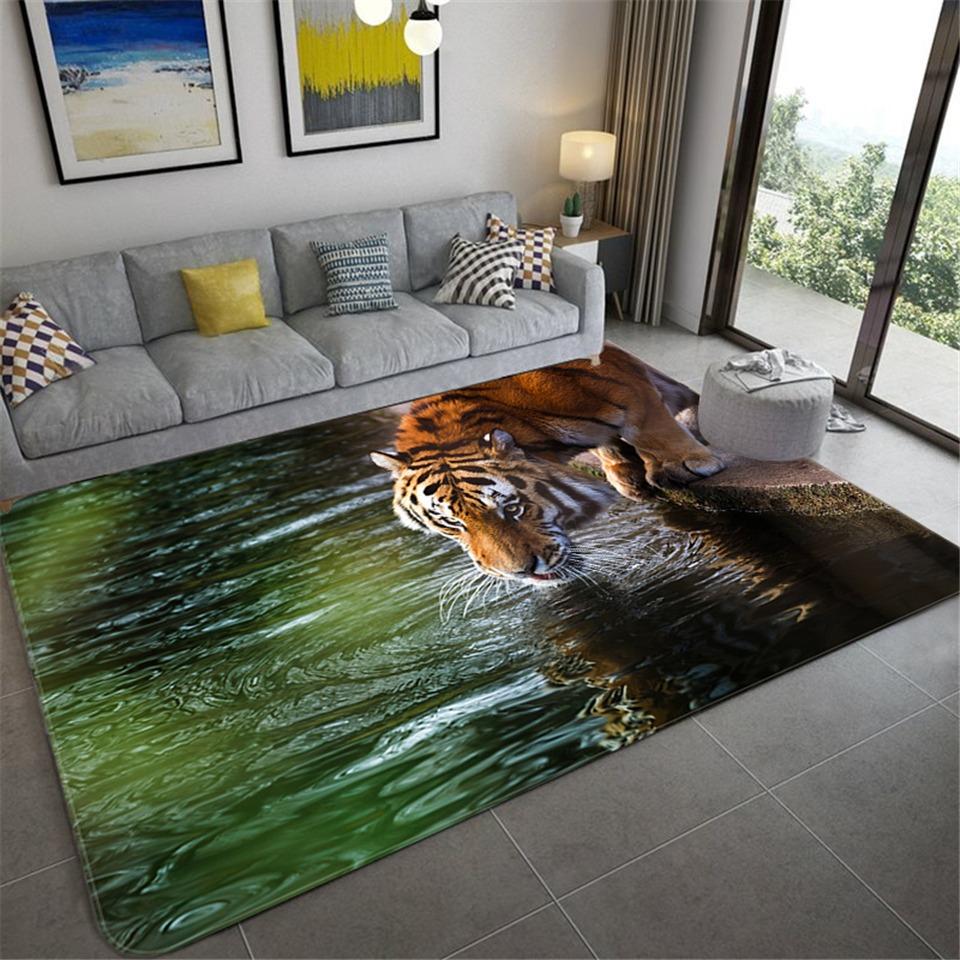 Animal Tiger Living Room Carpet Home Entrance Welcome Door Mat Children's Crawling Playing Soft Pad Bedroom Corridor Decor Rugs