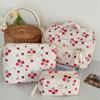 Borsa Cosmetica da Viaggio in Velluto a Coste Rosa con Fiori - Multifunzionale e Portatile