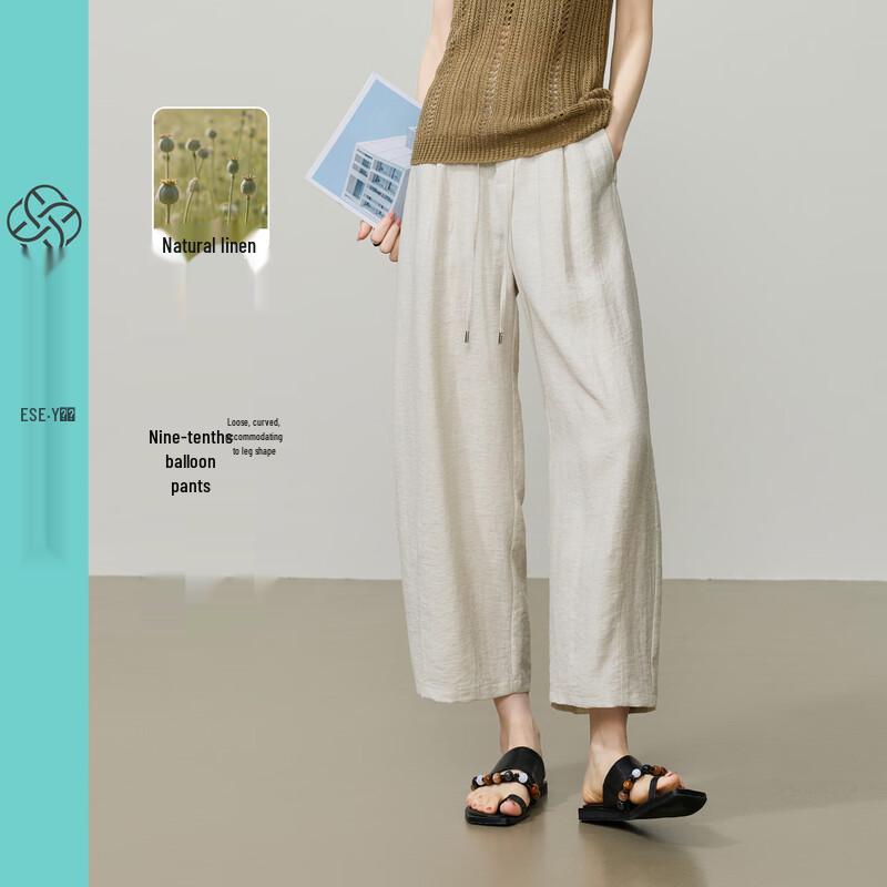 ESE-Y Women s Linen Blend Harem Cropped Pants 27
