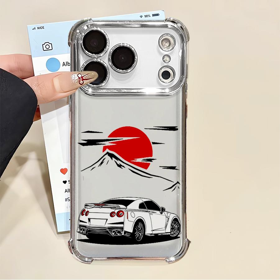 Coque de téléphone pour iPhone 16 15 14 Plus 17 Air 13 12 11 Pro Max 16e Housse souple Sport Course JDM Drift Voiture