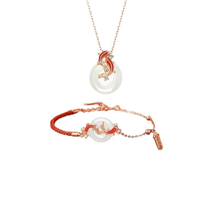 Elegant Koi Fish Ping An Buckle Necklace - Light Luxury, Zodiac Charm, Perfect New Year Gift