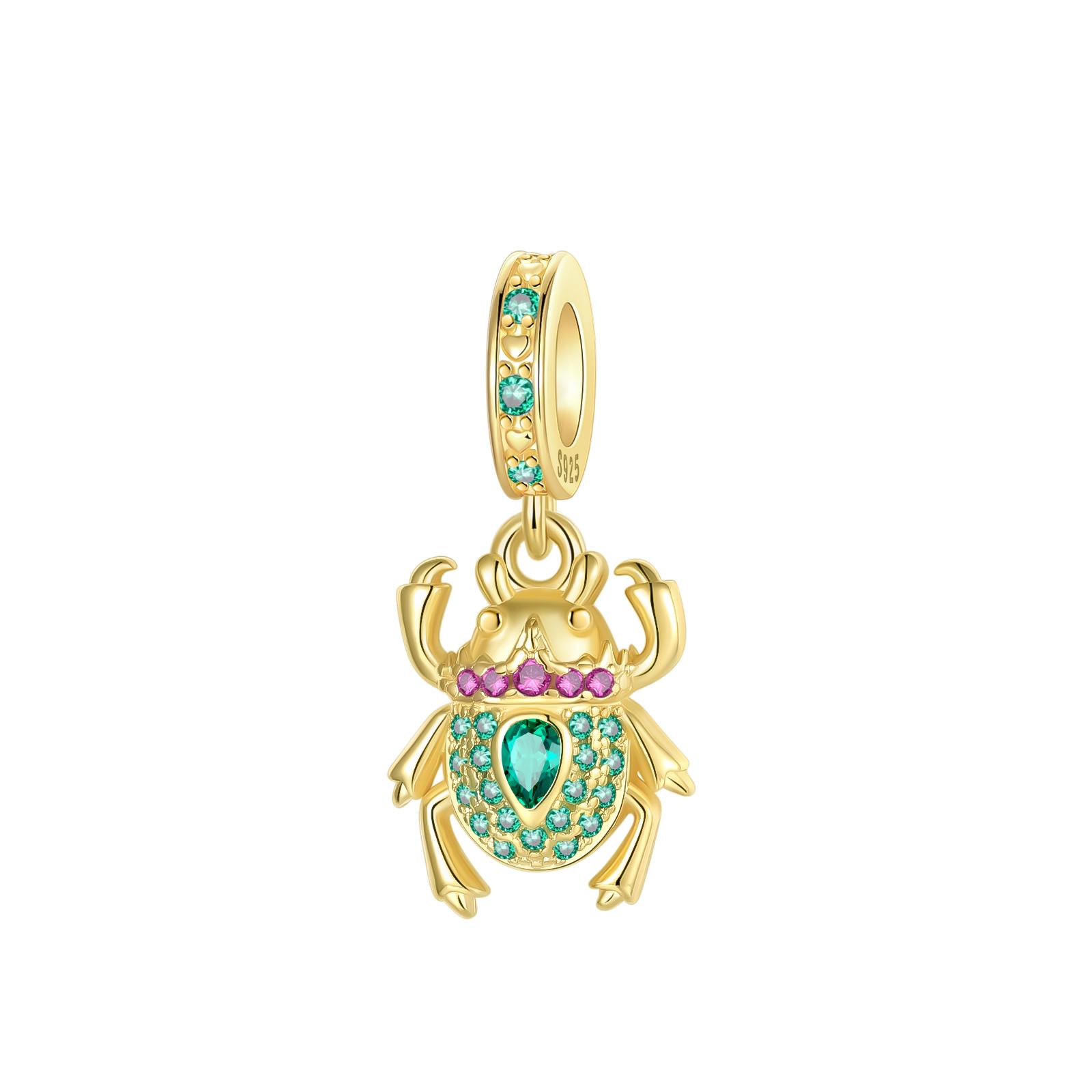 

Colorful Beetle Charms Copper Green Zircon Inlay Pendants Fit Original Bracelet Necklace Diy Jewelry For Women