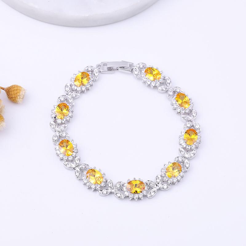 Europe and The New Four Leaf AAA Zircon Bracelet Girls Copper Inlaid Colored Gems Bracelet