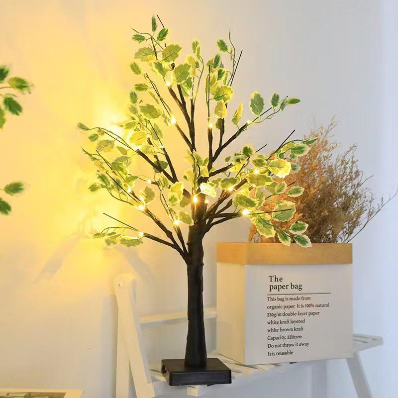 USB LED Cherry Blossom Crystal Tree Lamp for Room Decoration - Rose Flower Light with Colorful Simulated Lights