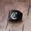 Vnox 18mm klobiger Siegelring für Männer schwarzer Edelstahl mit eingraviertem Royal Initialen-Buchstaben-Anfangsstempelring individueller Schmuck