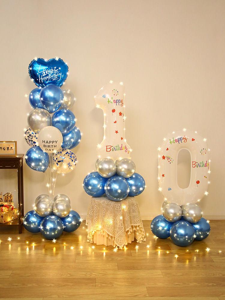 Floating Light-Up Number Balloons for Kids' 10th Birthday Decoration Scene