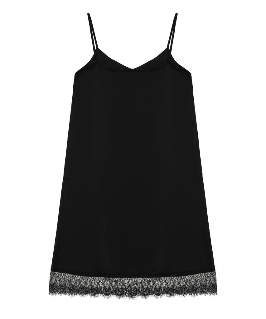 Nigaennikol Satin Lace Slip Dress_Black