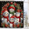 Weihnachtsbaum Schneemann Druck Duschvorhang Badezimmer Duschvorhang Mit 12 Haken Badezimmer Heimdekoration und Zubehör