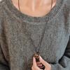 Retro Love Leopard Print Pendant Necklace High Sense Female Hong Kong Style Light Luxury Long Black Rope Sweater Chain