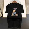 Walking Rabbit Pattern Printing Cotton Short Sleeve Men Street Luxury Brand T-Shirts Loose Oversized Tees Breathable Soft S-4XL