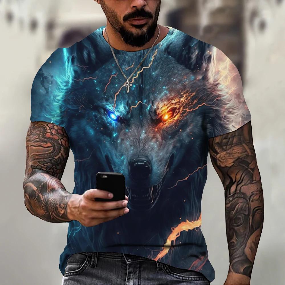 Tiger Fighting Animal Beast Fierce 3d Print T Shirt Summer Men's Short Sleeve Tops Tees Men's Designer T-shirts