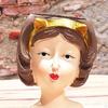 Cute Female Women Girl Head Statue Plant Container Bust Flower Pot Home Cactus Planter indoor e