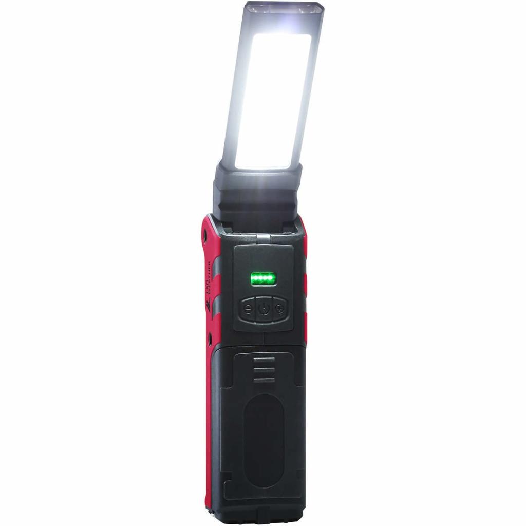 Radweather LED Work Outdoor Work Flashlight Light, 2-Way Lighting, Foldable, Rechargeable, Lightweight, Camping, Light, (Red)