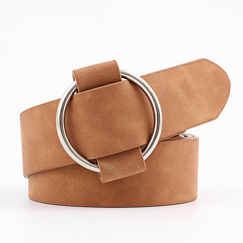 Womens Fashionforward Faux Leather Wide Belt With Elegant Smooth Buckle Design
