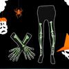 Halloween Skeleton Knees High Socks Skeleton Gloves Luminous Stocking Socks Halloween Cosplay Accessories