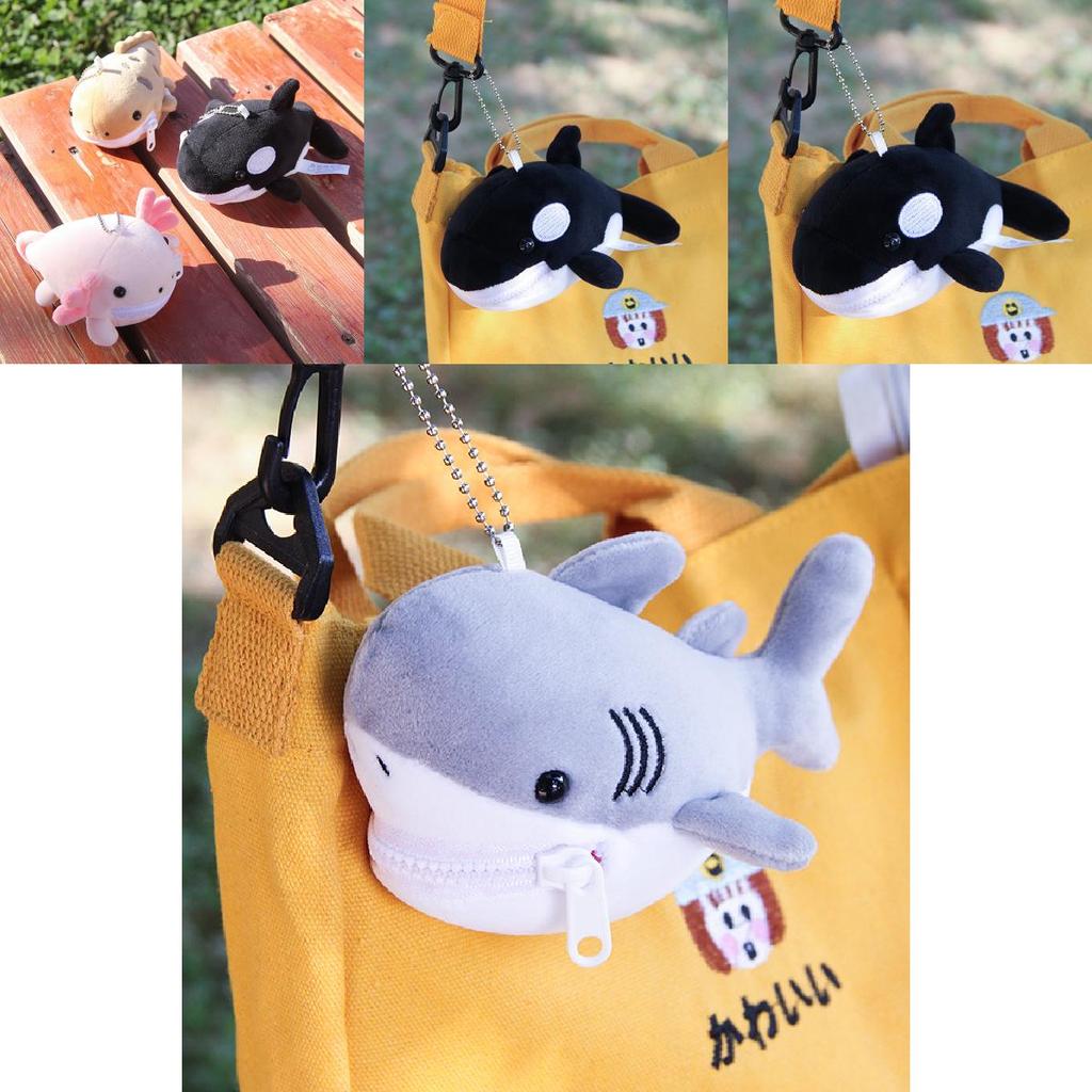 Cute Shark Blue Whale Orcinus Orca Plush Doll Pendant Wallet For Gift And Decor