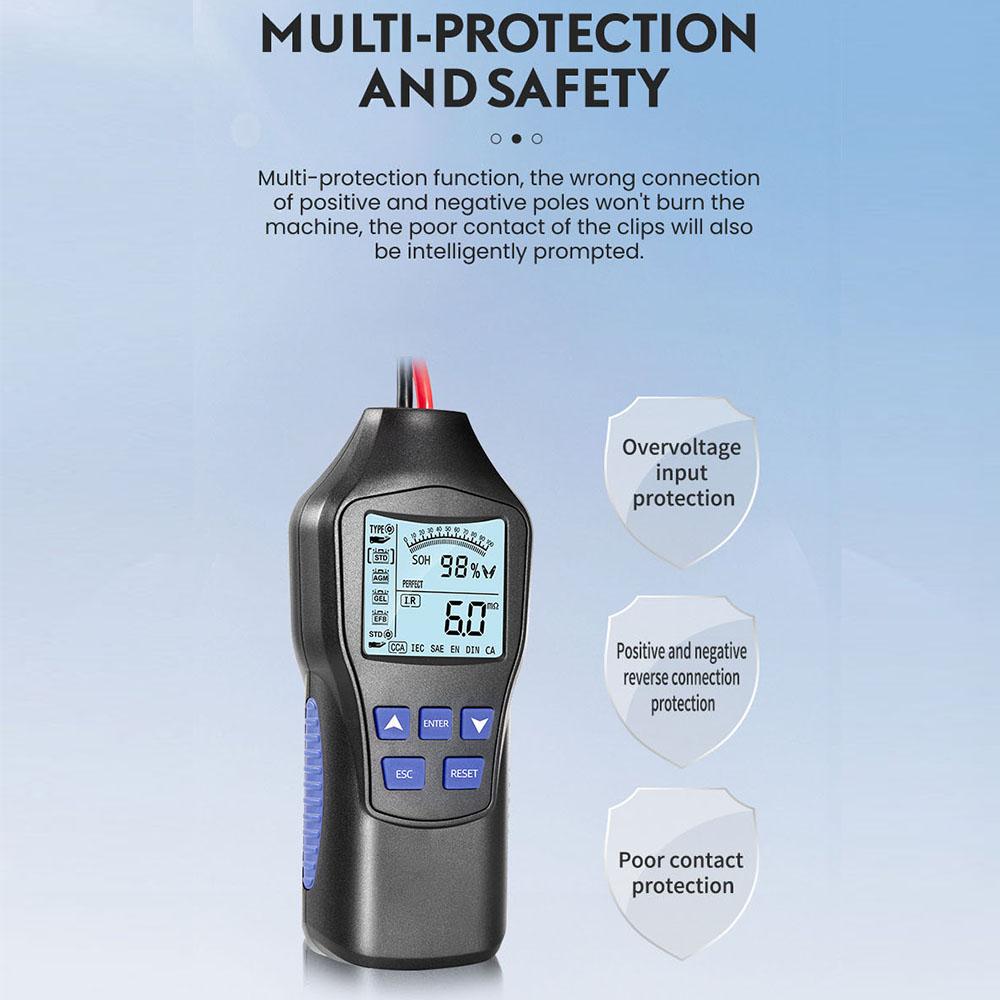 Autobatterietester, intelligenter 12-V/24-V-Autobatterietester, Schnellladestecker, Anlassprüfung, Diagnose-Scan-Tool, LCD-Digitalanzeige