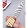 10PCS Wooden Handle Barbecue Stick Stainless Steel BBQ Needle Reusable Barbecue Tools  Barbecue