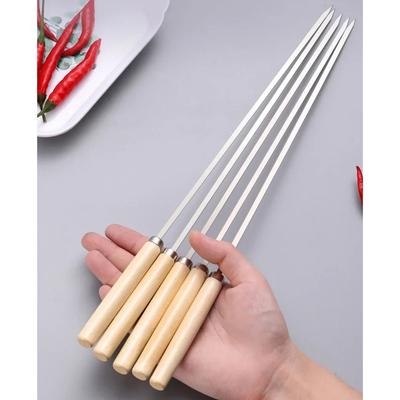 10 Stück Neue Edelstahl Grillspieße Holzgriff Verbrühschutz BBQ Nadel Grillspieß Grill