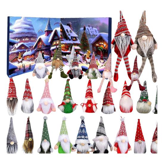 2025 Christmas Gnomes Advent Calendar 24 Days Countdown Box with Dwarf Figures Holiday Home Decoration Gifts