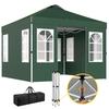 Folding Tent 3x3 M Pop-up with UPF50+ 4 Removable Sides Adjustable Height and Carrying Bag Green