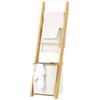 Bamboo Towel Rack with Laundry Basket, Ladder Rack, 43 x 35 x 133 cm, Cream