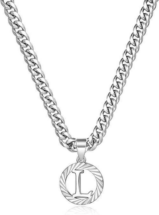 Unisex European & American Silver Letter Clavicle and Cuban Chain - Perfect Holiday Gift