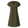 Women's Fashionable Retro V-Neck Short-Sleeve Casual Cotton-Linen Dress