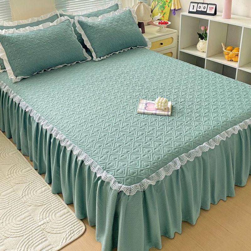 Four Seasons Universal Quilted Non-slip Korean Lace Mattress Protector and Bed Skirt.