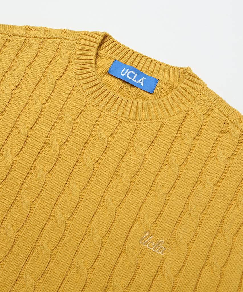 UCLA Unisex Round Neck Cable Knit [Yellow](Uzalk8A_75)