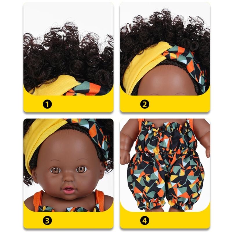8inch Soft Reborns African Doll For Children's Daily Comforting Imaginative Pretend Play Parenting Game Collectible Toy