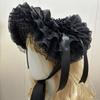 Woven Straw Lace Hat with Dark Series Design and Large Bowknot Elegant Bonnet Hat For Women Theme Parties and Halloween