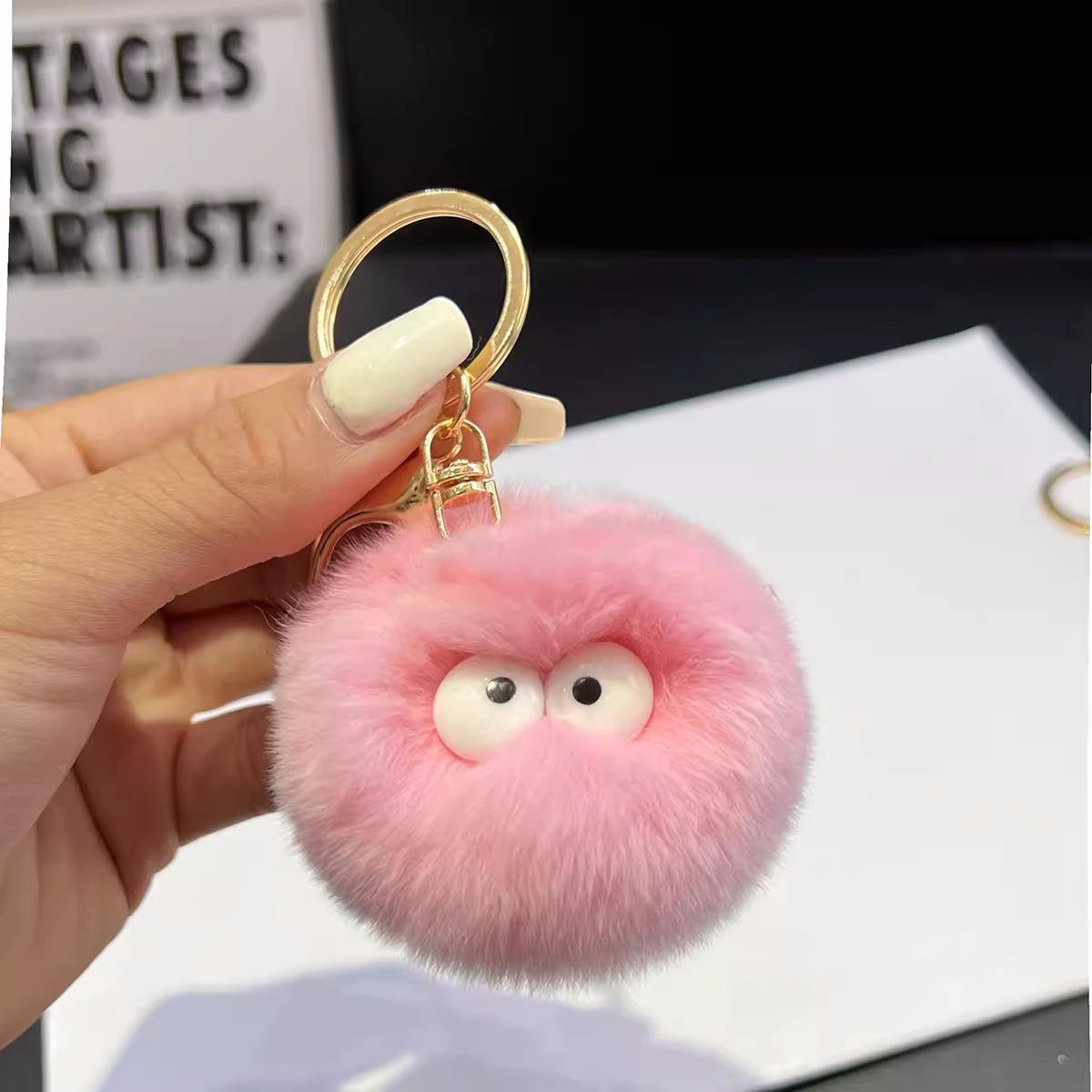 Милый плюшевый угольный шарик-шарм: Брелок и аксессуар для рюкзака розовый