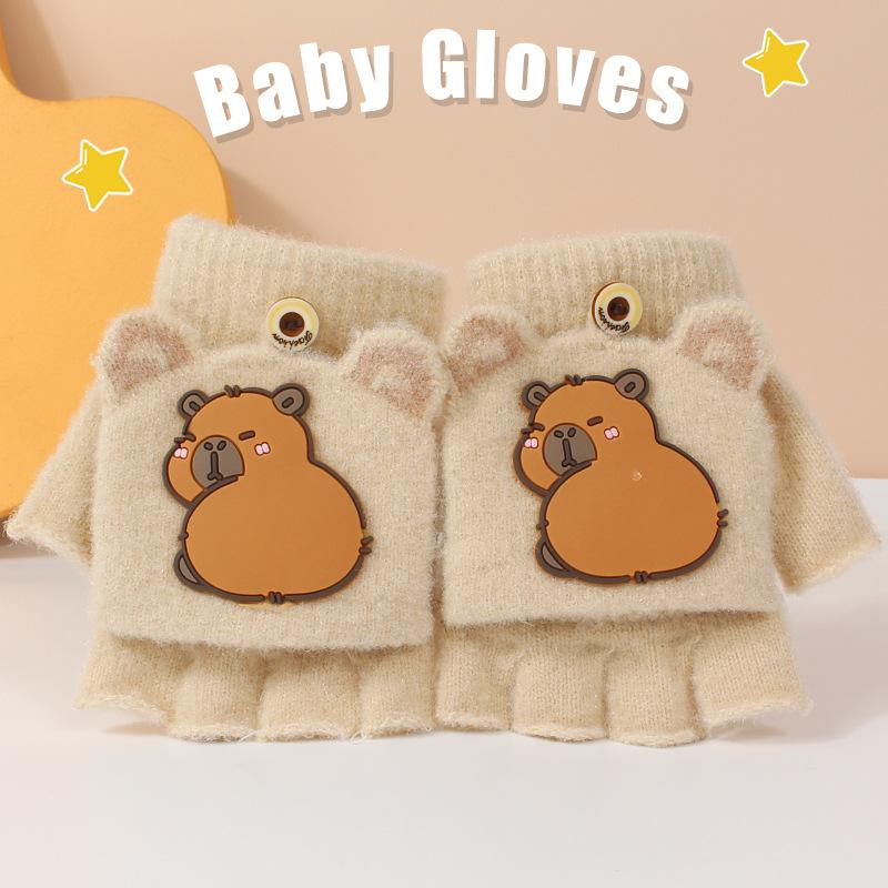 

Children s gloves winter girl cute flip finger cover warm cold primary school students riding five finger cover
