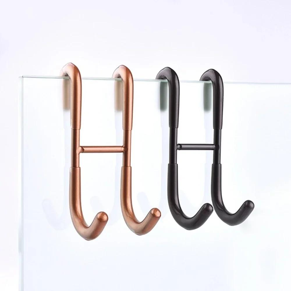 Shower Door Hook Stainless Steel Over the Frameless Glass Door Hanger for Bath Towels Clean Ball Squeegee Holder Rack S-Shape
