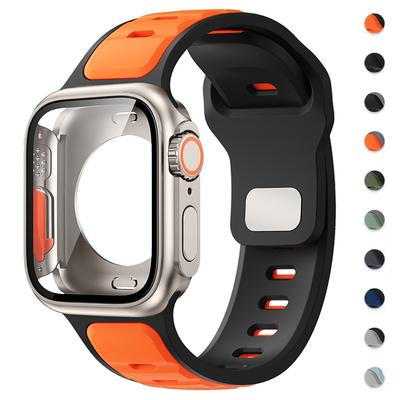 Caixa + Pulseira de Silicone para Apple Watch S11 S10 46mm Caixa do Relógio Upgrade mudar para Ultra3 para iWatch Séries 9 8 7 6 5 4 SE3 44mm 45mm