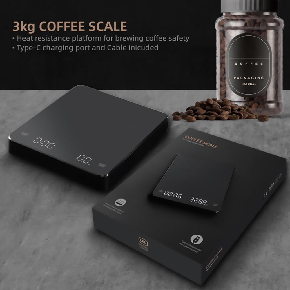 Black Blue Digital Coffee Scale PC + ABS Digital Kitchen Scale Pour Over Coffee Drip Coffee