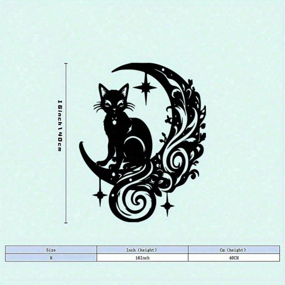 Retro Vintage Metal Wall Art Black Cat Moon Gothic Home Decor Halloween Gift разноцветный