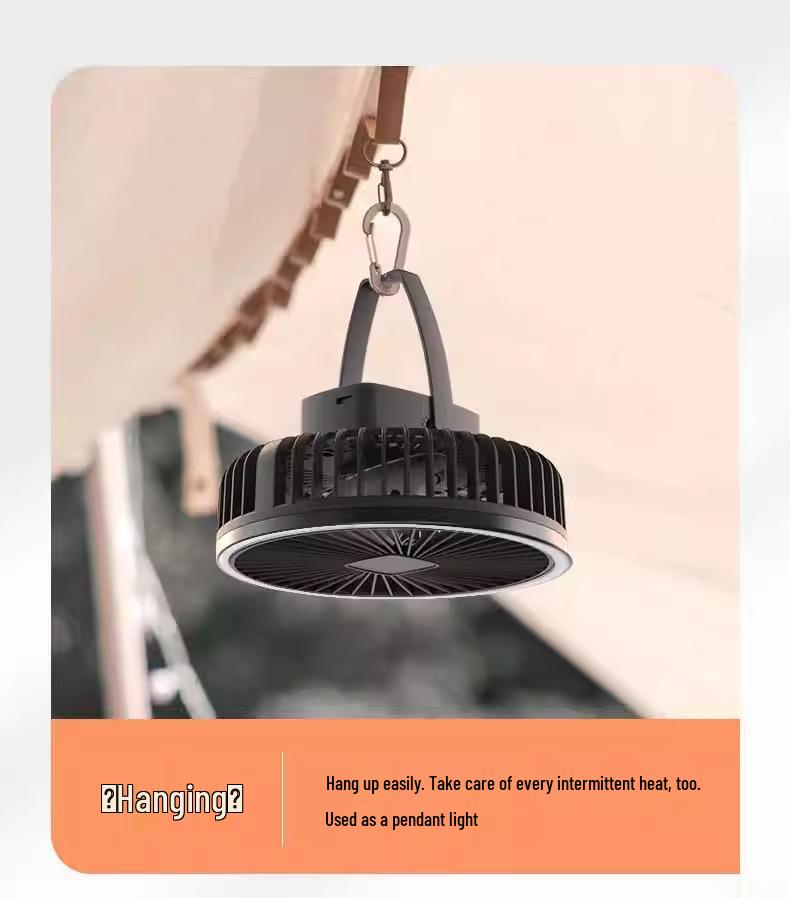 Portable Camping Fan with Tripod, Long Battery Life, Dual-Use Hanging or Standing, Large Wind Power, and Night Light