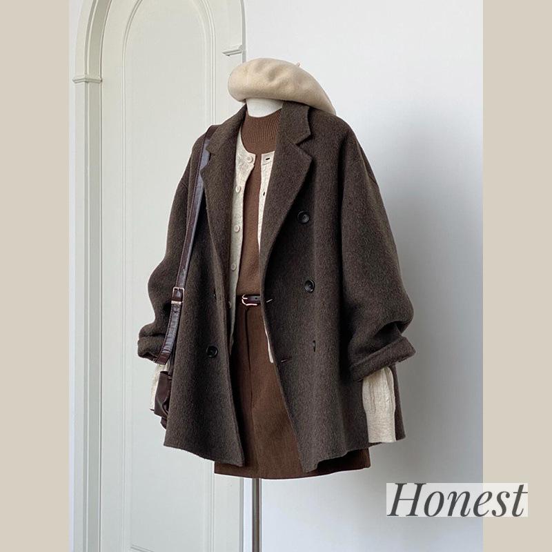 

Women s High-Grade Cashmere-Feel Short Woolen Coat - Petite Suit, Thickened for Autumn/Winter 2025. XS [Under 105 lbs]