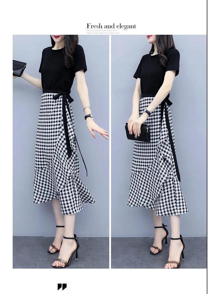 Elegant Plaid Suit Dress 2026: Women's Waist-Cinched Two-Piece Set