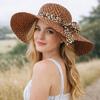 Großer Rand Sommer Sonnenhut Schleife Strohhut Mode Strandkappe für Damen